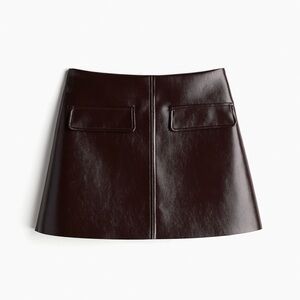 H&M Studio Coated Mini Skirt Burgundy Size Medium